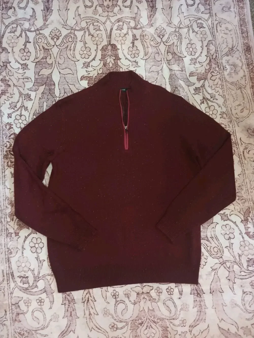 Paul Fredrick Mens Wool Blend Half Zip Pullover Sweater M Flecked Heritage